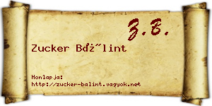 Zucker Bálint névjegykártya